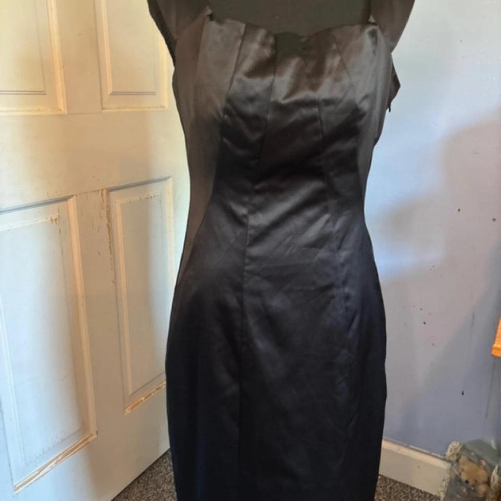 The limited satin midi maxi black tie event dress bow back size 6 new
